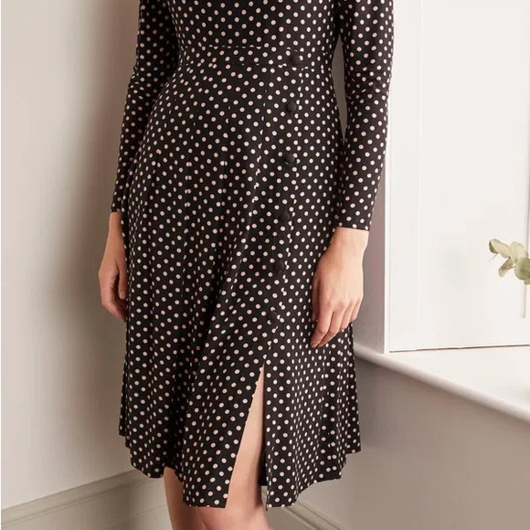 EUC Boden Margot Dress - Black with Light Pink Polka Dots - Picture 5 of 6